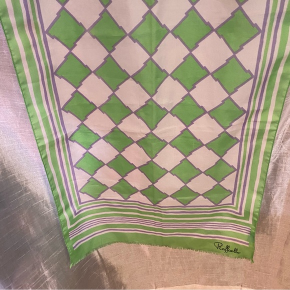 Vintage Raffaello polyester scarf EUC, Made in Italy, geometric print. 18”x54” - Picture 5 of 7